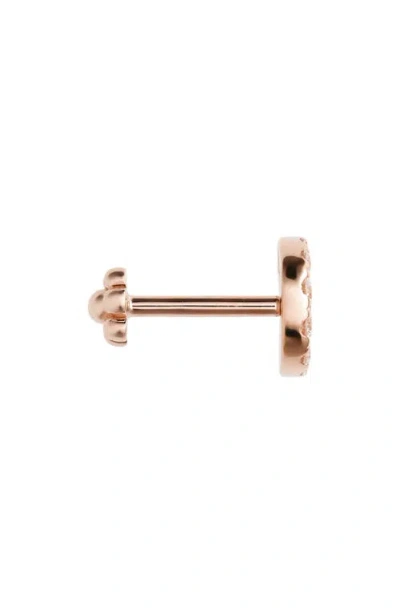 Maria Tash Diamond Moon Threaded Stud Earring In Rose Gold