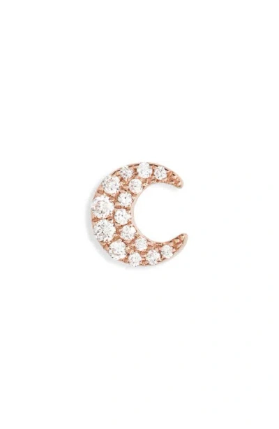 Maria Tash Diamond Moon Threaded Stud Earring In Rose Gold