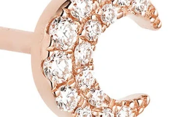 Maria Tash Diamond Moon Threaded Stud Earring In Rose Gold