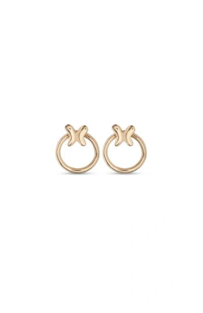 Unode50 18k Gold-plated Earrings With Butterfly Detachable From The Earring Hoop In Gold