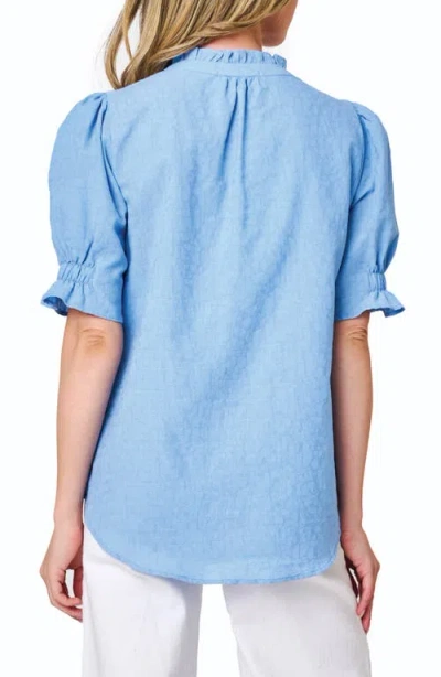 Gibsonlook Dianthus Jacquard Henley Top In Blue Skies