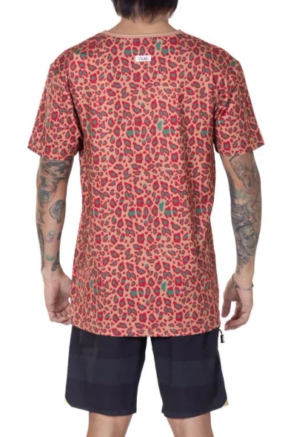 Vast Animal Print Aqua Terra Performance T-shirt In Orange Leopard