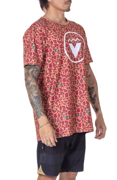 Vast Animal Print Aqua Terra Performance T-shirt In Orange Leopard