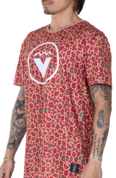 Vast Animal Print Aqua Terra Performance T-shirt In Orange Leopard