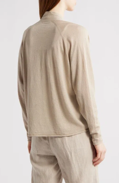 Eileen Fisher Organic Linen & Organic Cotton Open Front Cardigan In Undyed Natural