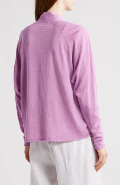 Eileen Fisher Organic Linen & Organic Cotton Open Front Cardigan In French Lilac