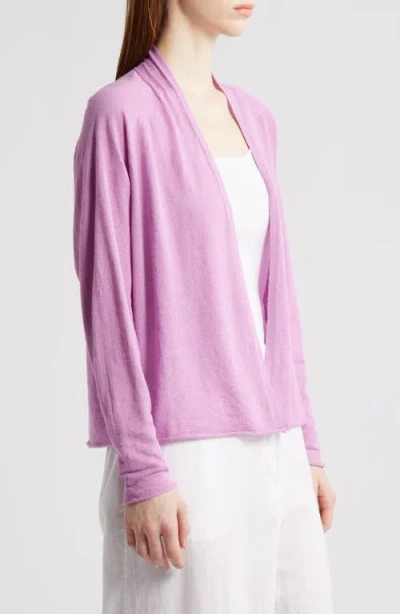 Eileen Fisher Organic Linen & Organic Cotton Open Front Cardigan In French Lilac