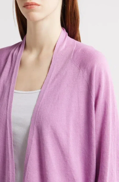 Eileen Fisher Organic Linen & Organic Cotton Open Front Cardigan In French Lilac
