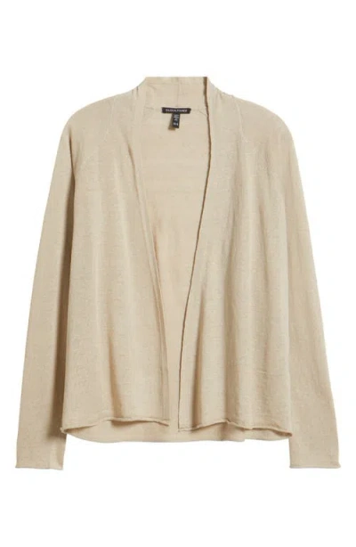 Eileen Fisher Organic Linen & Organic Cotton Open Front Cardigan In Undyed Natural