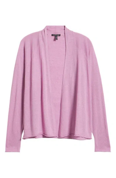 Eileen Fisher Organic Linen & Organic Cotton Open Front Cardigan In French Lilac