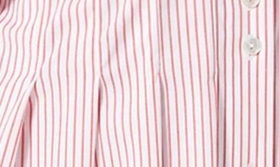 Marina Rinaldi Locri Stripe Short Sleeve Cotton Poplin Shirtdress In Red