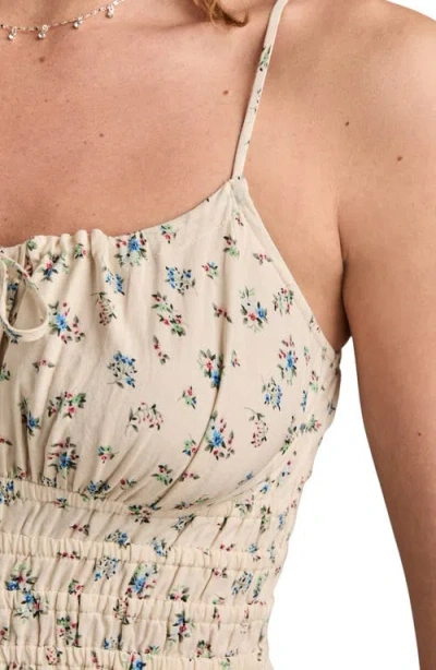 Lucky Brand Print Smocked Waist Midi Dress In Cream Multi