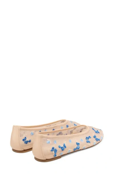 Stuart Weitzman Bareitall Embroidered Mesh Ballerina Flats In Cielo Multi/barely B