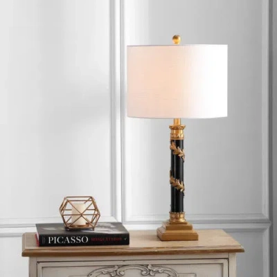 Jonathan Y Camilla 28.5" Resin Led Table Lamp In Antique Gold/black