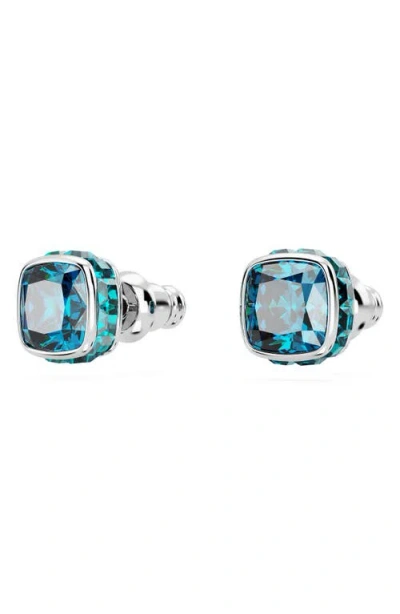 Swarovski Square Cut Birthstone Crystal Stud Earrings In Blue