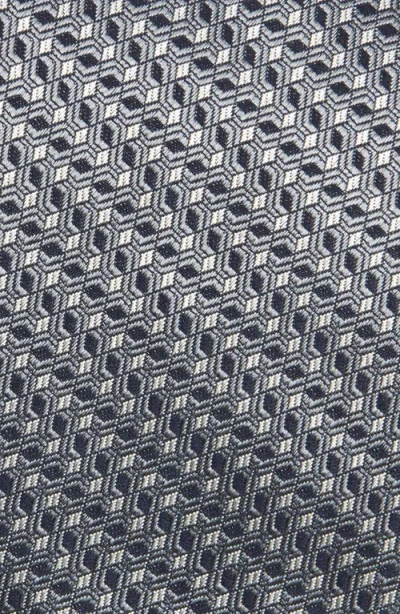 Canali Geometric Silk Tie In Grey