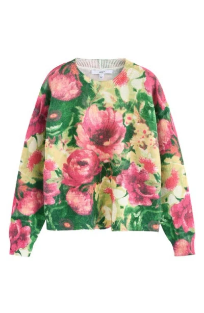 Next Printed Floral Sweater In Pink