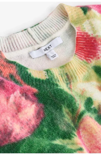 Next Printed Floral Sweater In Pink
