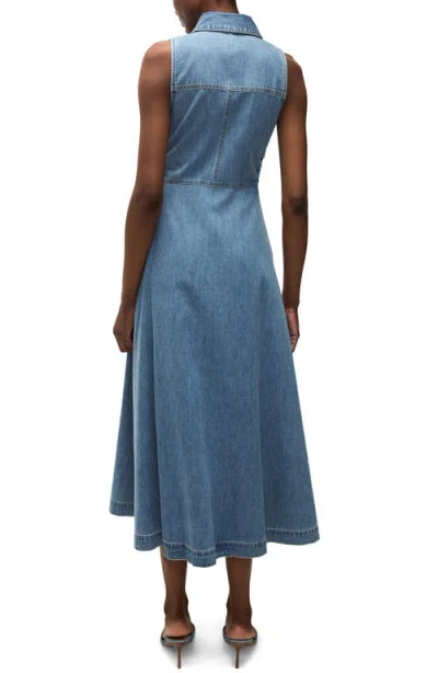 Veronica Beard Fuller Sleeveless Denim Midi Shirtdress In Starlight