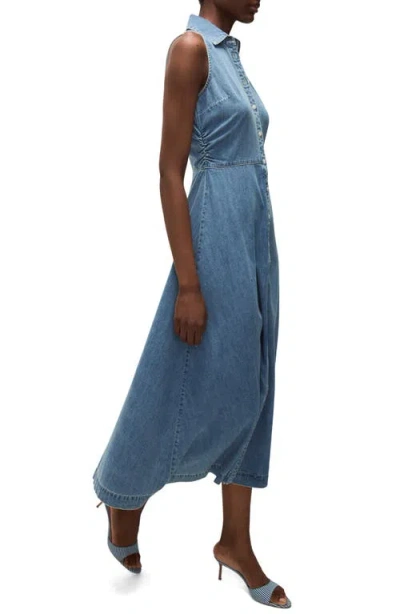 Veronica Beard Fuller Sleeveless Denim Midi Shirtdress In Starlight