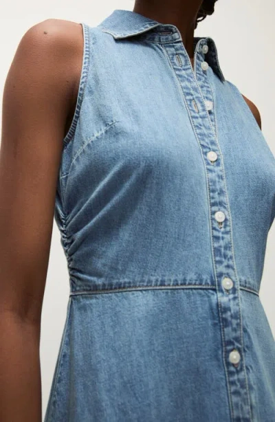 Veronica Beard Fuller Sleeveless Denim Midi Shirtdress In Starlight