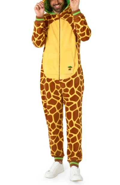 Opposuits Giraffe Hooded Fleece Costume Jumpsuit In Beige