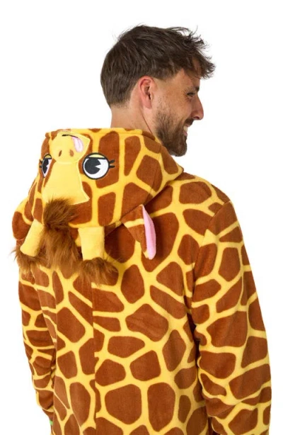 Opposuits Giraffe Hooded Fleece Costume Jumpsuit In Beige