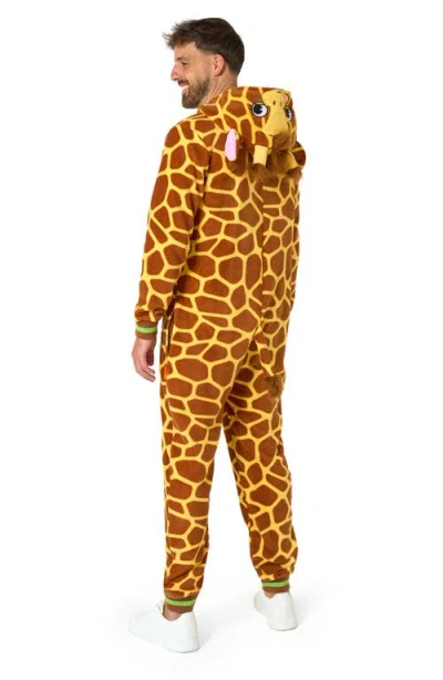 Opposuits Giraffe Hooded Fleece Costume Jumpsuit In Beige