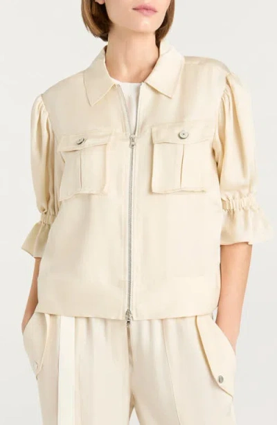 Cinq À Sept Holly Ruffle Sleeve Jacket In Light Plaster