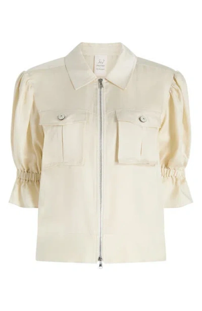 Cinq À Sept Holly Ruffle Sleeve Jacket In Light Plaster