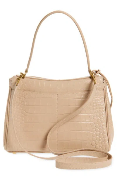 Balenciaga Small Rodeo Croc Embossed Leather Top Handle Bag In Beige