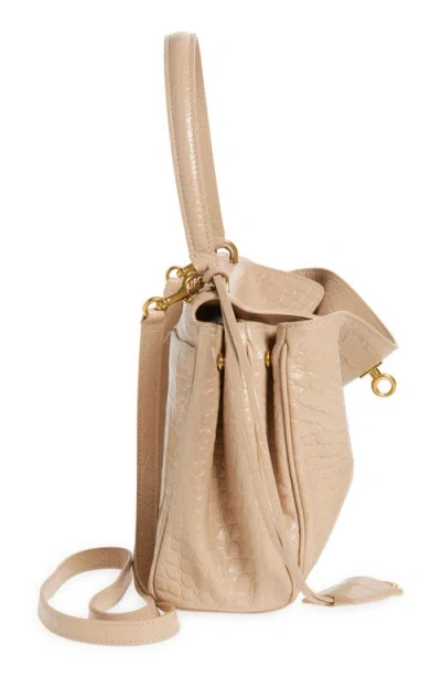Balenciaga Small Rodeo Croc Embossed Leather Top Handle Bag In Beige