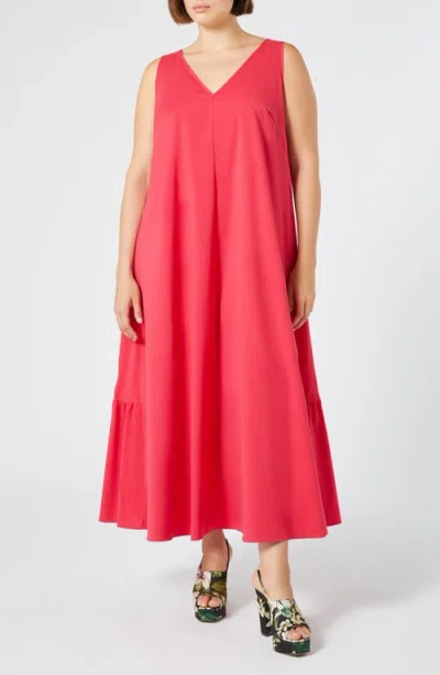 Marina Rinaldi Camera Sleeveless Maxi Dress In Pink Red