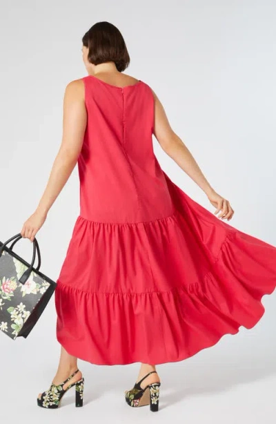 Marina Rinaldi Camera Sleeveless Maxi Dress In Pink Red