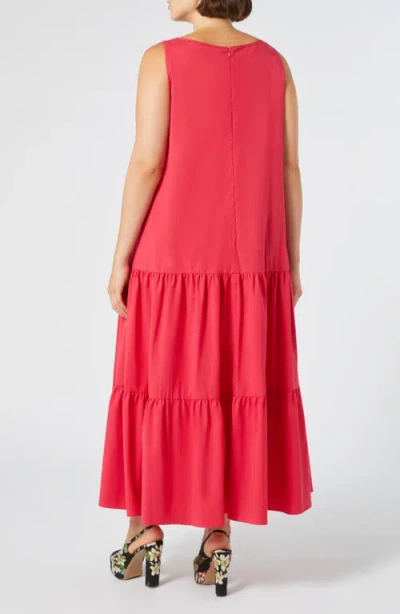 Marina Rinaldi Camera Sleeveless Maxi Dress In Pink Red