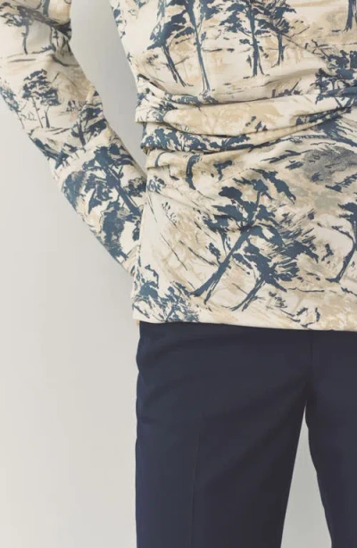 Next Print Ruched Long Sleeve Top In White