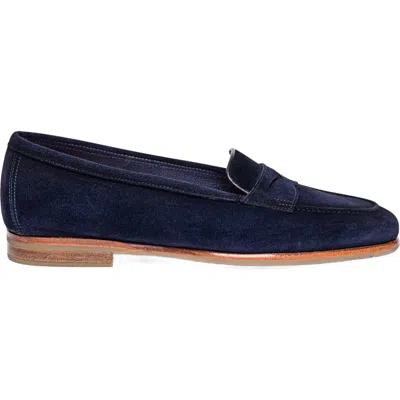 Santoni Carla Suede Penny Loafers In Blue
