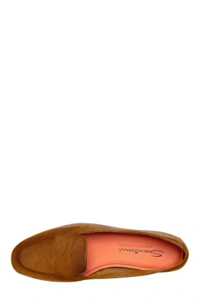 Santoni Carla Suede Penny Loafers In Light Brown