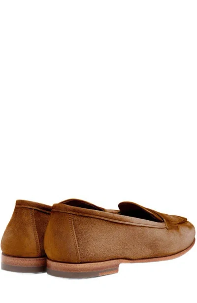 Santoni Carla Suede Penny Loafers In Light Brown