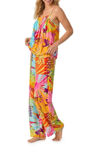 Room Service Pjs Print Long Pajamas In Multi Pattern