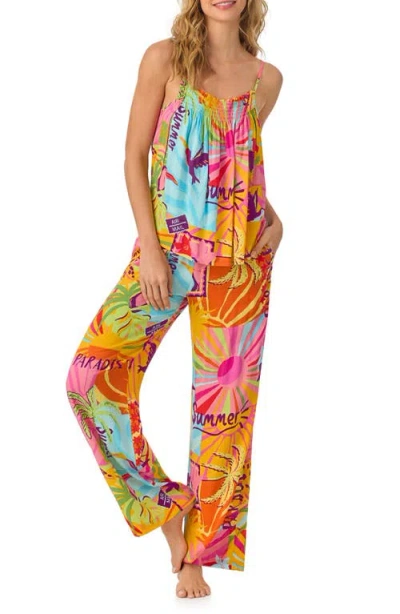 Room Service Pjs Print Long Pajamas In Multi Pattern
