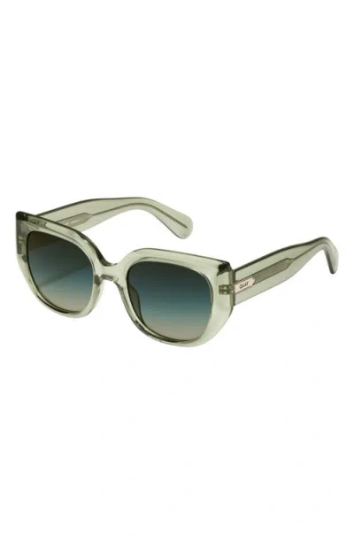 Quay Busy Busy 47mm Small Square Sunglasses In Moss/palm Taupe