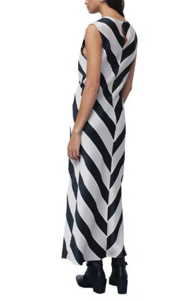 Next Stripe Sleeveless Satin Maxi Dress In Black