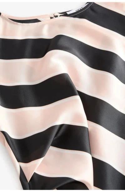 Next Stripe Sleeveless Satin Maxi Dress In Black