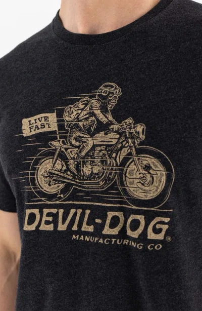 Devil-dog Dungarees Live Fast Graphic T-shirt In Dark Grey