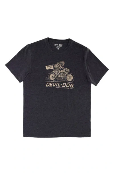 Devil-dog Dungarees Live Fast Graphic T-shirt In Dark Grey