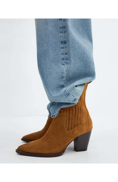 Mango Size Zip Western Boot In Tobacco Brown