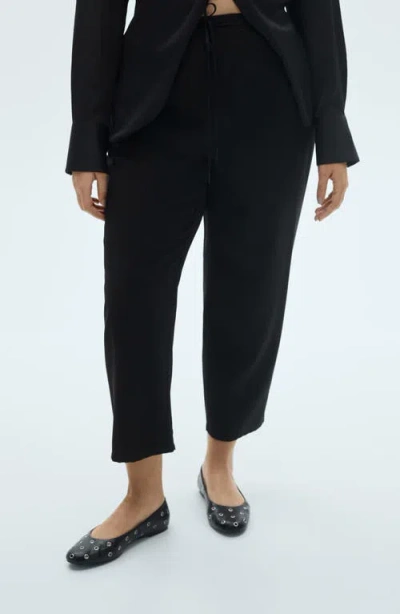 Mango Elastic Waist Flowy Pants In Black
