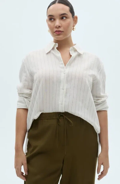 Mango Elastic Waist Flowy Pants In Khaki Green