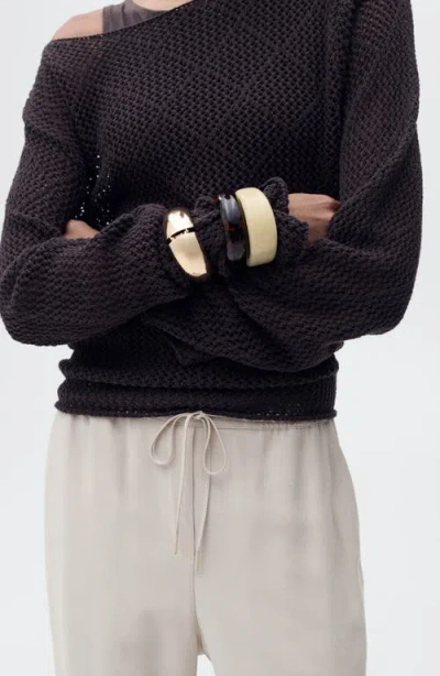 Mango Elastic Waist Flowy Pants In Beige